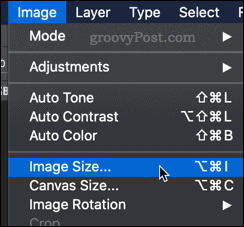Photoshop Image Size option menu
