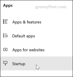 Windows Settings Startup Menu
