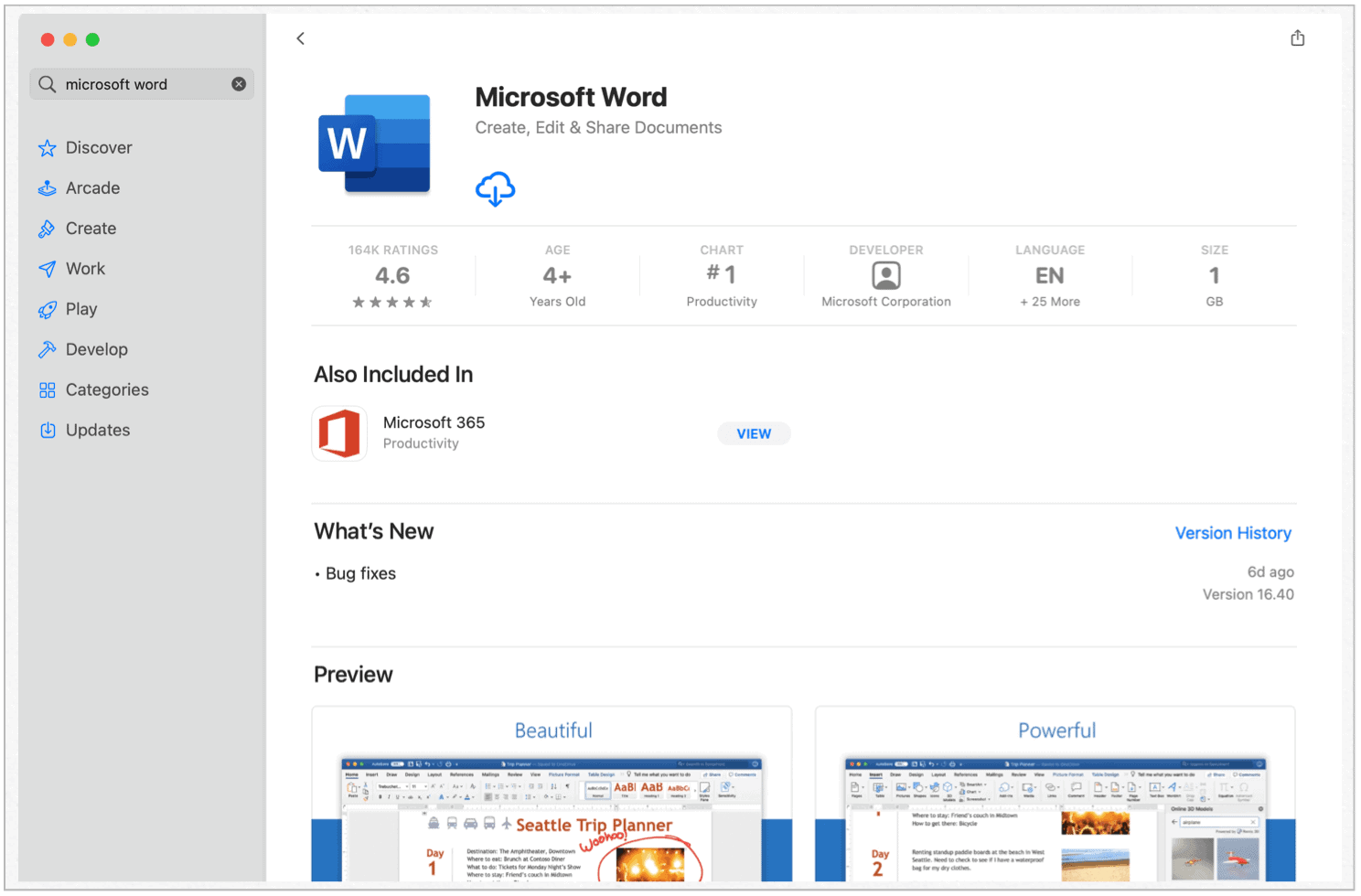 Microsoft Word on Mac App Store