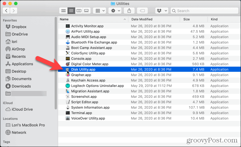 Open the Disk Utility app