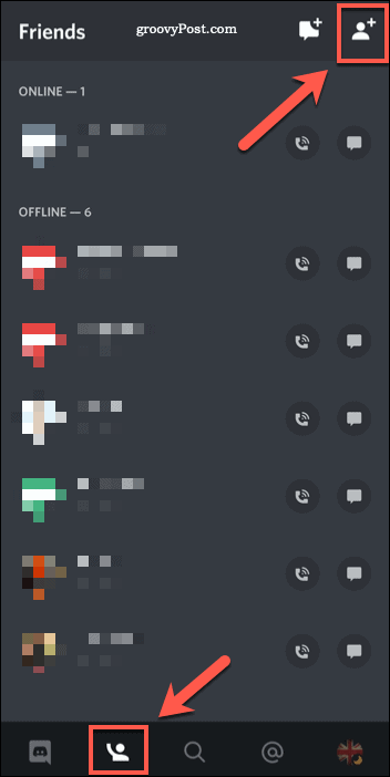 Adding a friend in Discord on mobile
