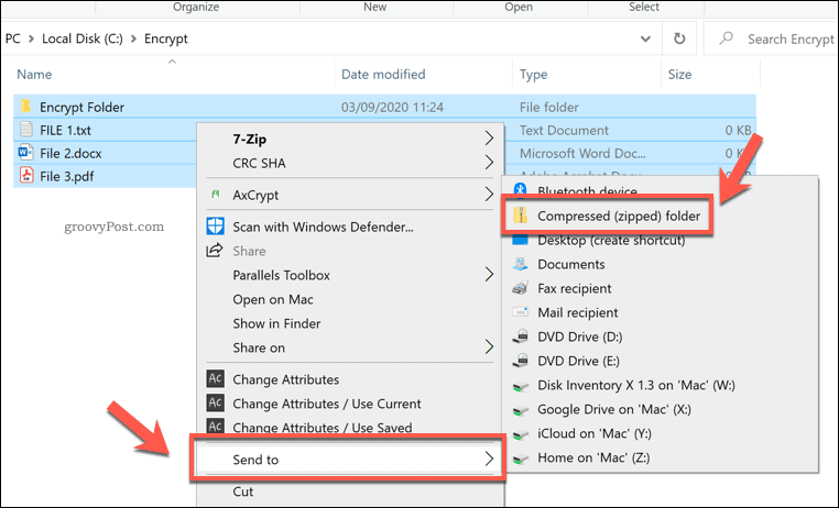 Creating a ZIP file in Windows
