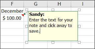 Add a Note in Excel
