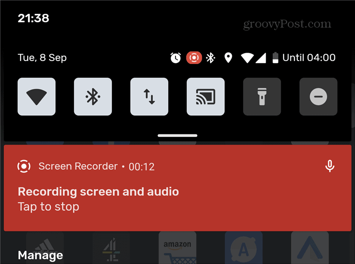 Android Screen Recorder recording