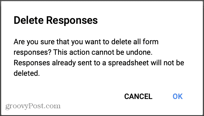 Google Forms Responses Delete All