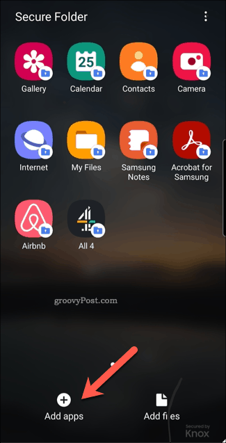 Android Secure Folder add apps icon