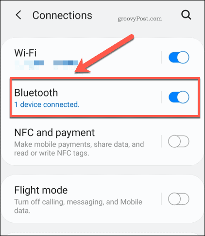 Android Bluetooth Settings Menu