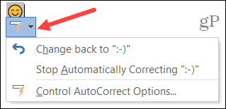 AutoCorrect Button in Word on Windows