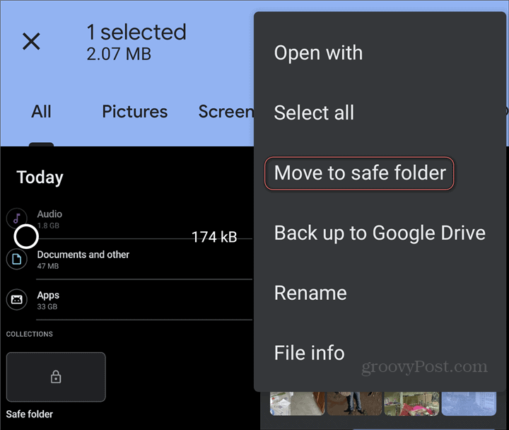 Files by Google Safe Folder move