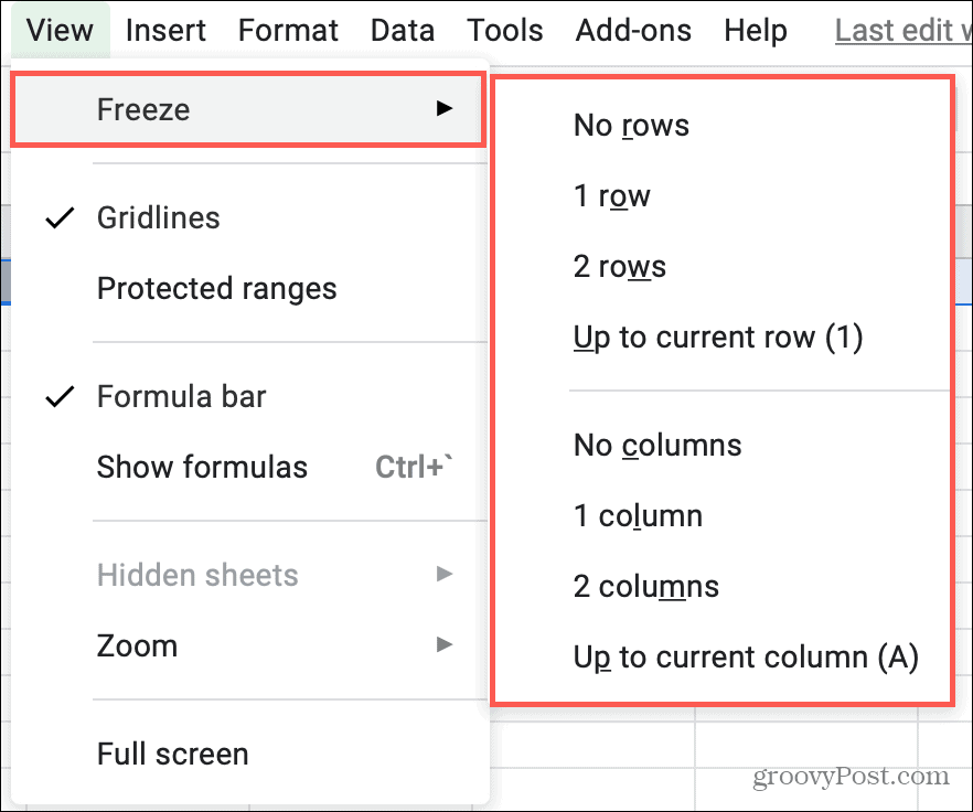 Freeze Columns or Rows