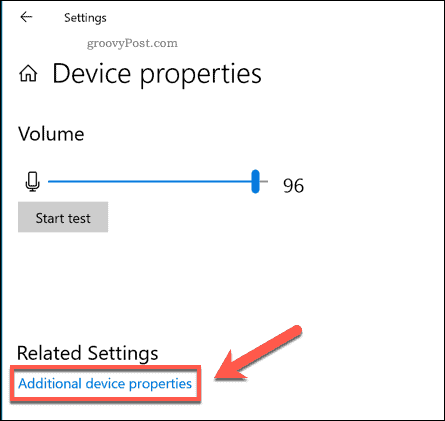 Windows Settings Additional Devices Properties Option
