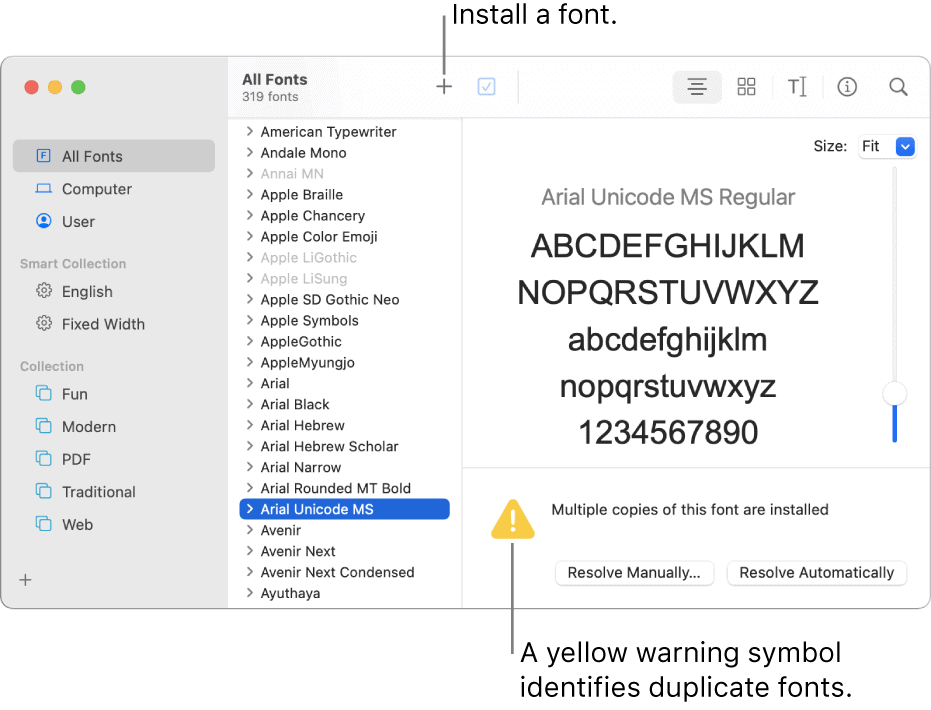 Mac yellow font warning