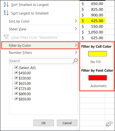 Filter by Color in Excel