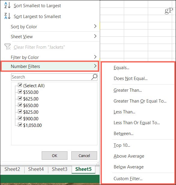 Filter by Condition in Excel