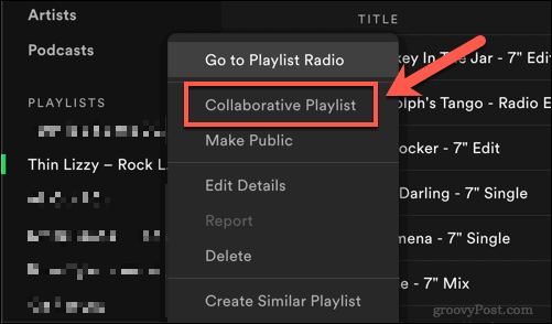 Making Spotify playlists Collaborative