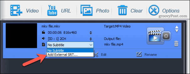 Adding Subtitles to a WinX Output file