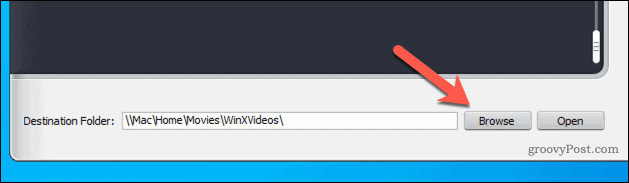 Setting file output destination in WinX