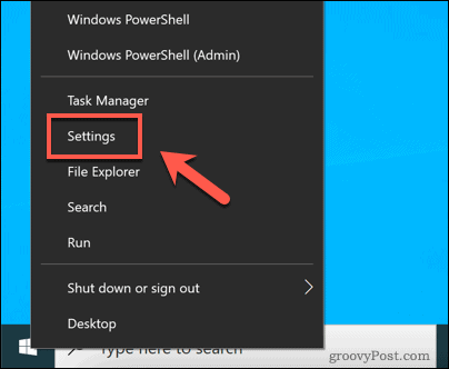 Opening the Windows Settings menu