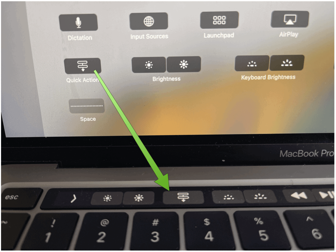 quick action Touch Bar