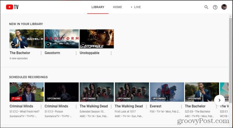 youtube tv library