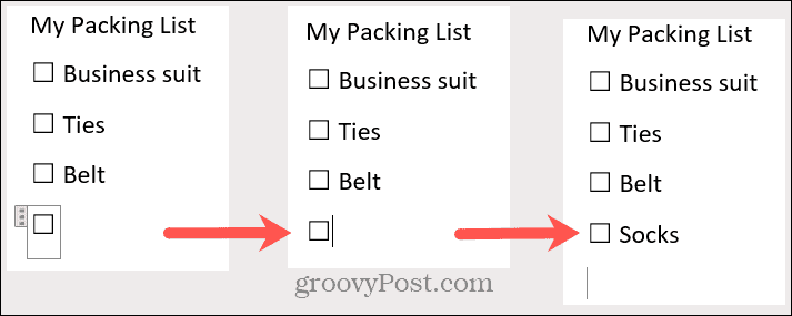 Add a Check Box and List Item in Microsoft Word