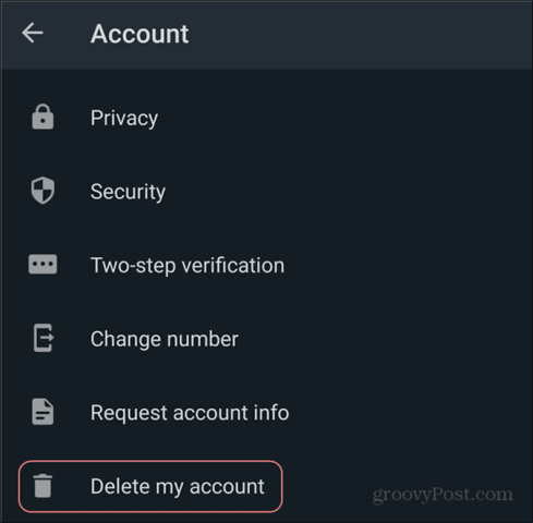 Delete WhatsApp Account Settings delete