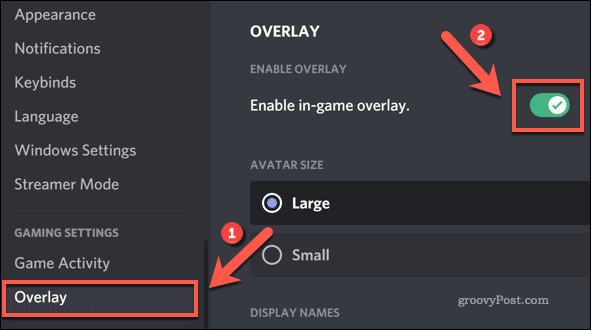 Enabling the Discord in-game overlay