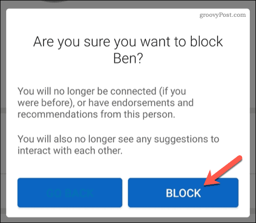 Blocking a user on LinkedIn