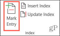 Mark Index Entry Button