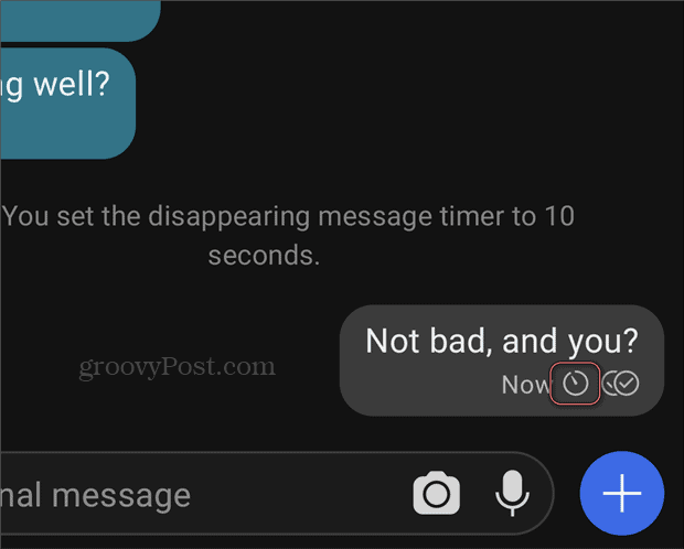 Signal disappearing messages timer on