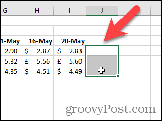 Select cells for Sparklines in Excel