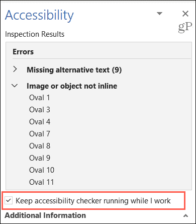 Keep Microsoft Office Accessibility Checker Running