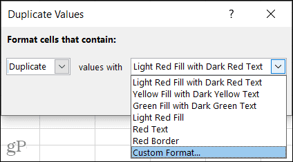 Custom Format for Duplicates