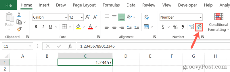 Decrease Decimal Button in Excel