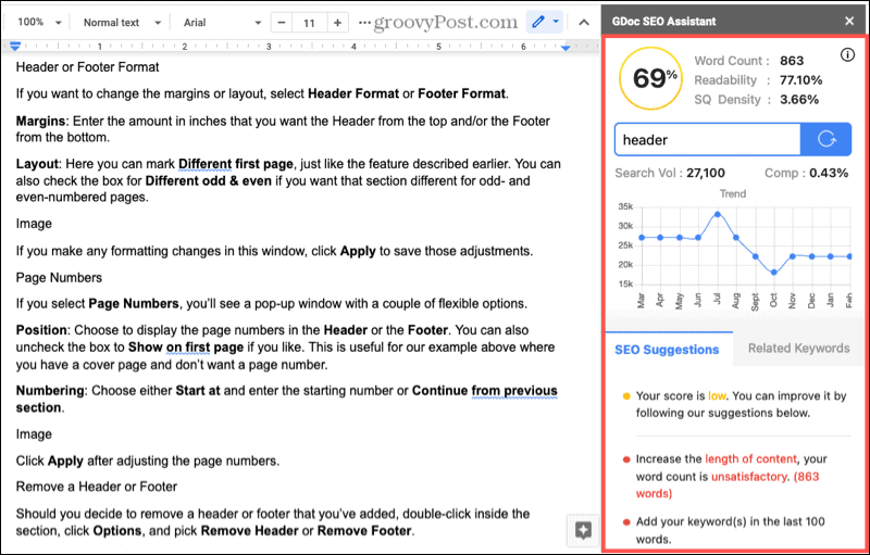 GDoc SEO Assistant Add-On for Google Docs