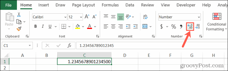 Stop Excel Rounding Numbers with the Increase Decimal Button