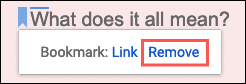 Remove a Bookmark in Google Docs