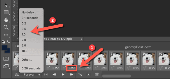Setting GIF frame speeds in Photoshop