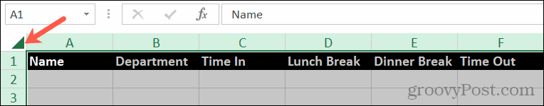 Triangle to Select a Sheet in Excel