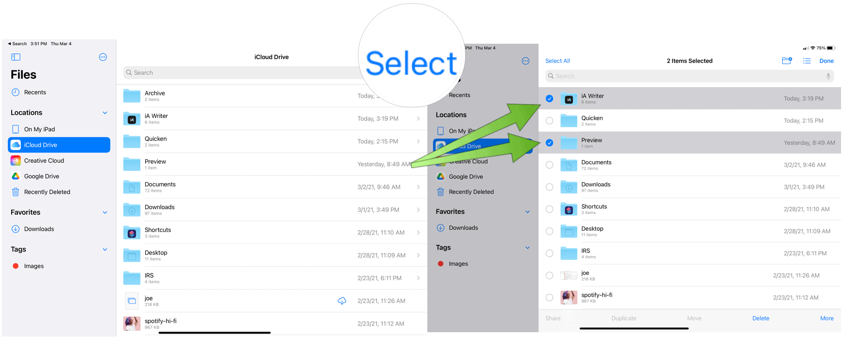 iPad select files to compress