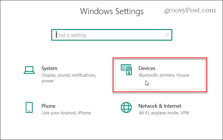 Windows 10 Settings Devices