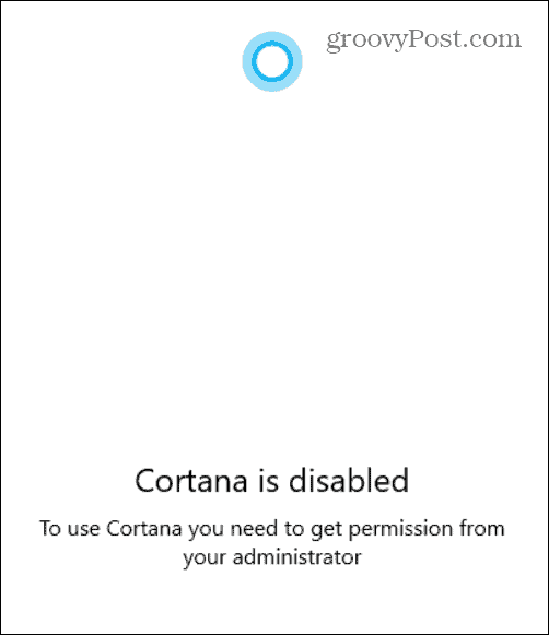 Cortana Disabled