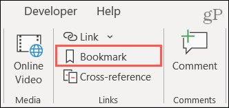 Insert a Bookmark in Word