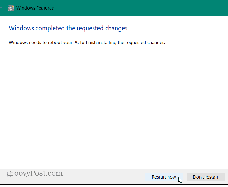 Restart to complete uninstall of WMP
