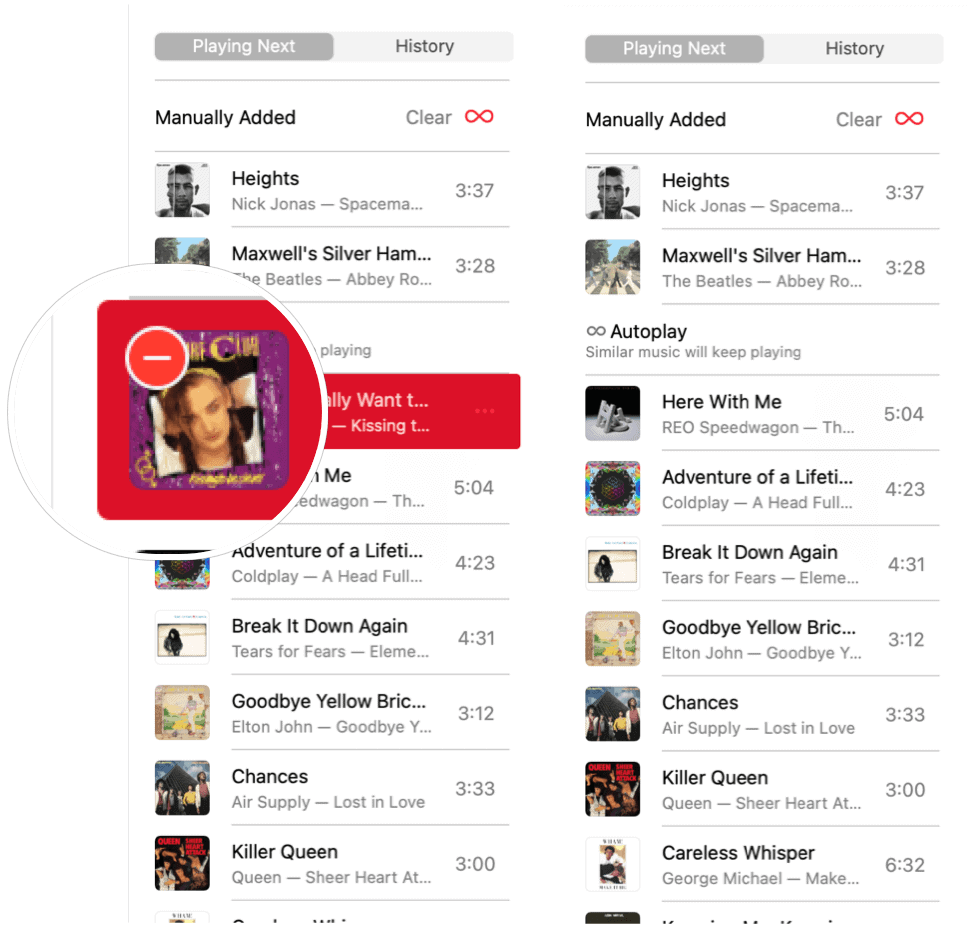 Apple Music Autoplay remove song