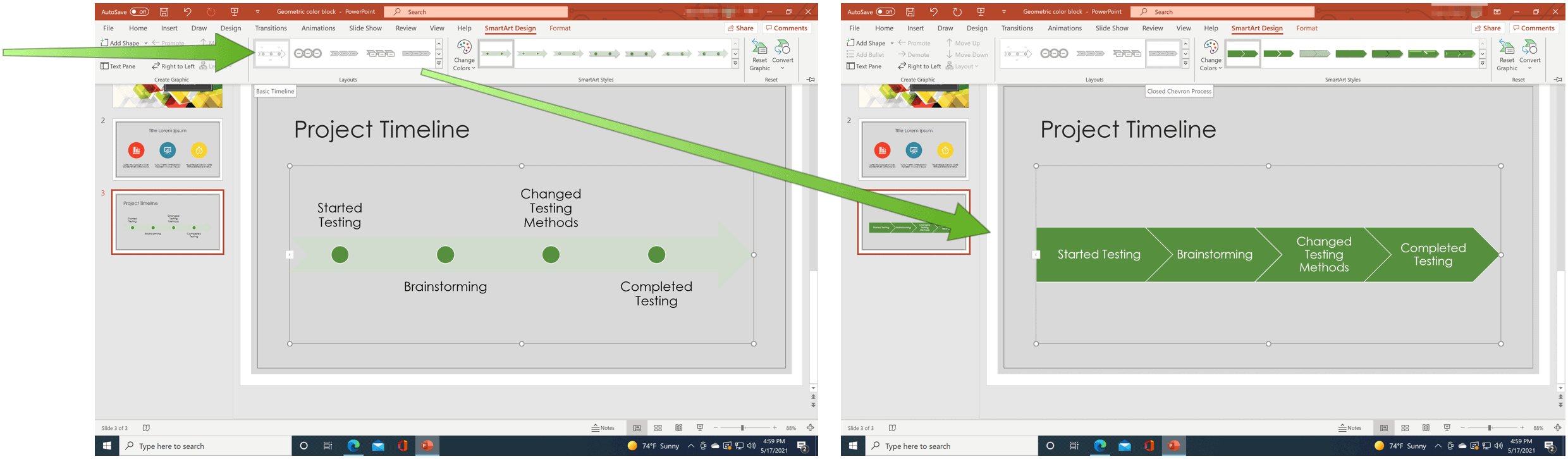 PowerPoint change layout