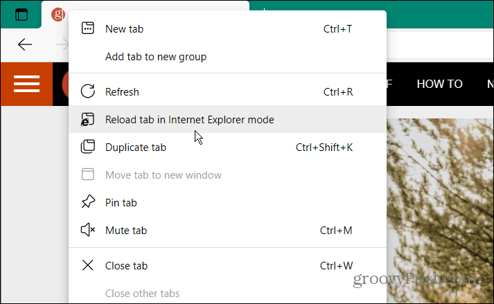  launch in IE Mode from Tab