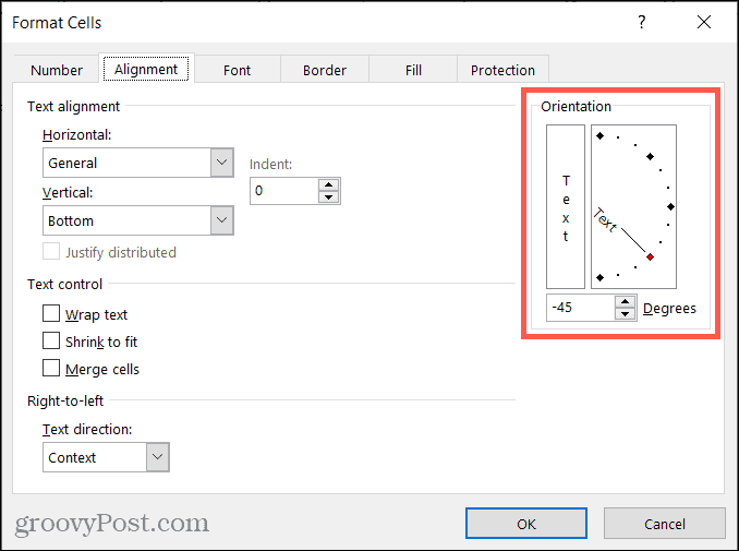 Format Cell Alignment in Excel