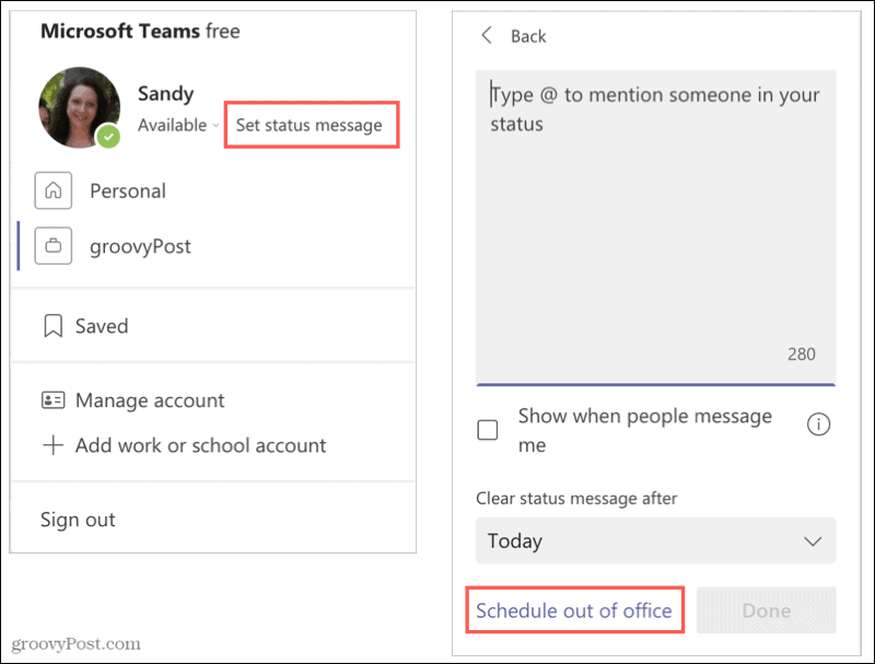 Schedule out of office from your profile