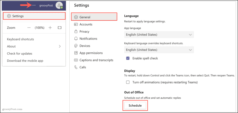 Schedule out of office from your settings